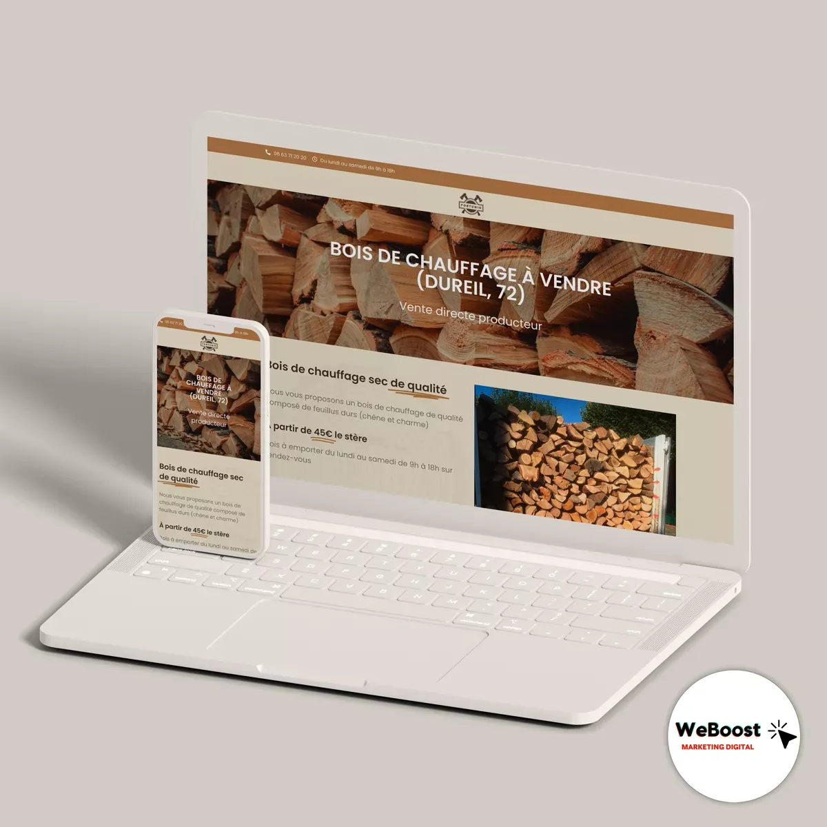 Aperçu du site réalisé pour Bois de chauffage 72