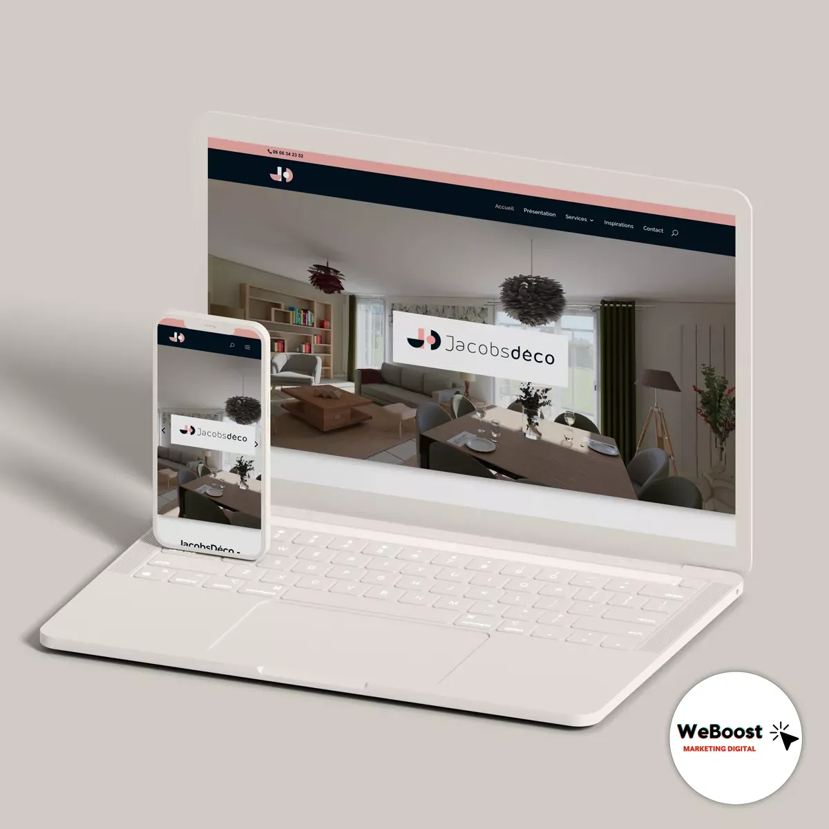 Aperçu du site réalisé pour Jacobs Déco