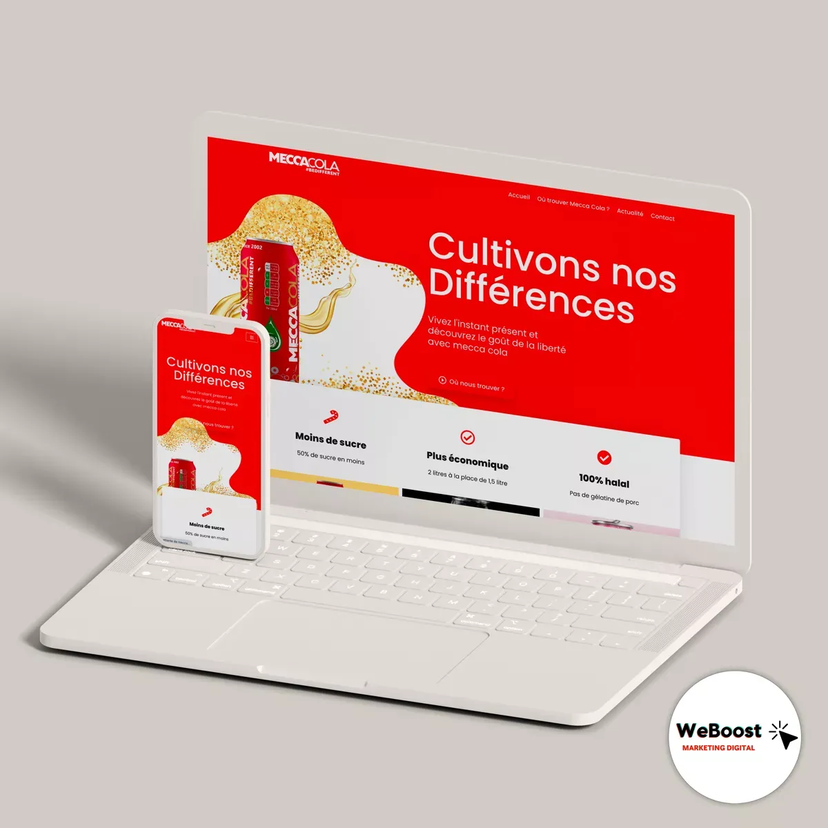 Aperçu du site réalisé pour Mecca Cola