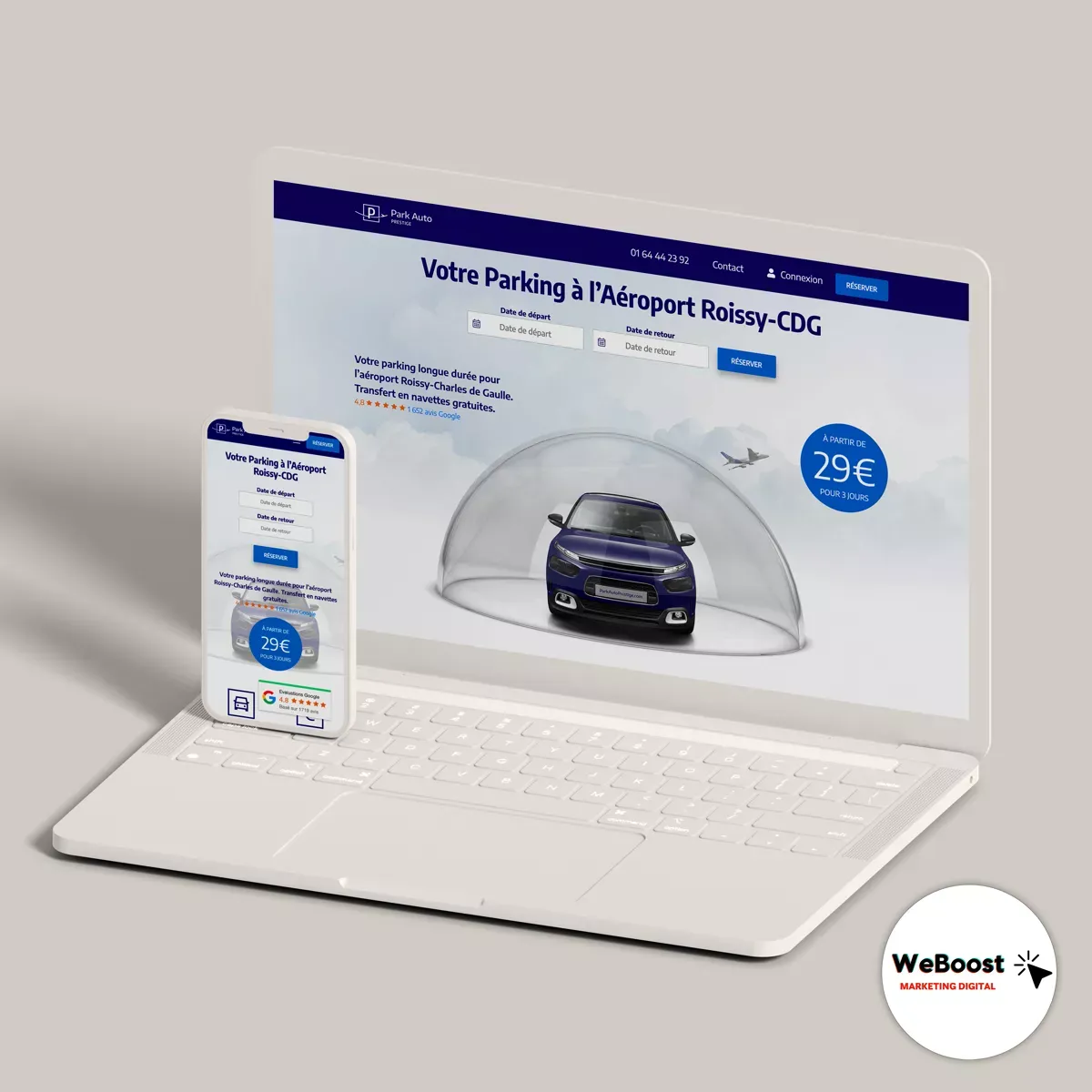 Aperçu du site réalisé pour Park Auto Prestige