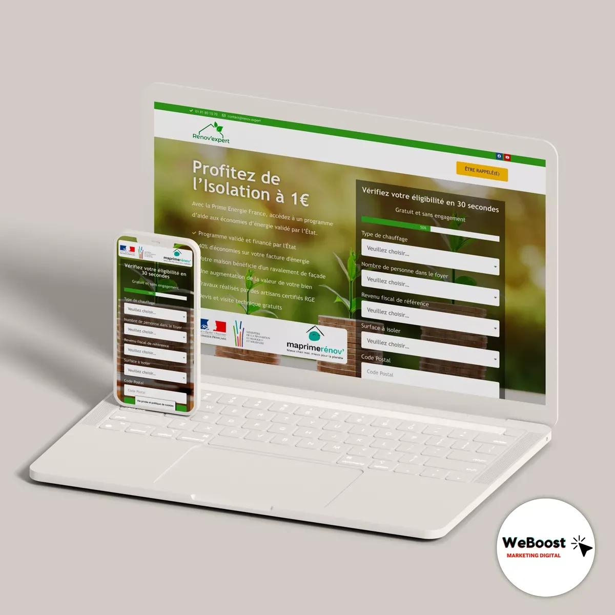 Aperçu du site réalisé pour Renov Expert