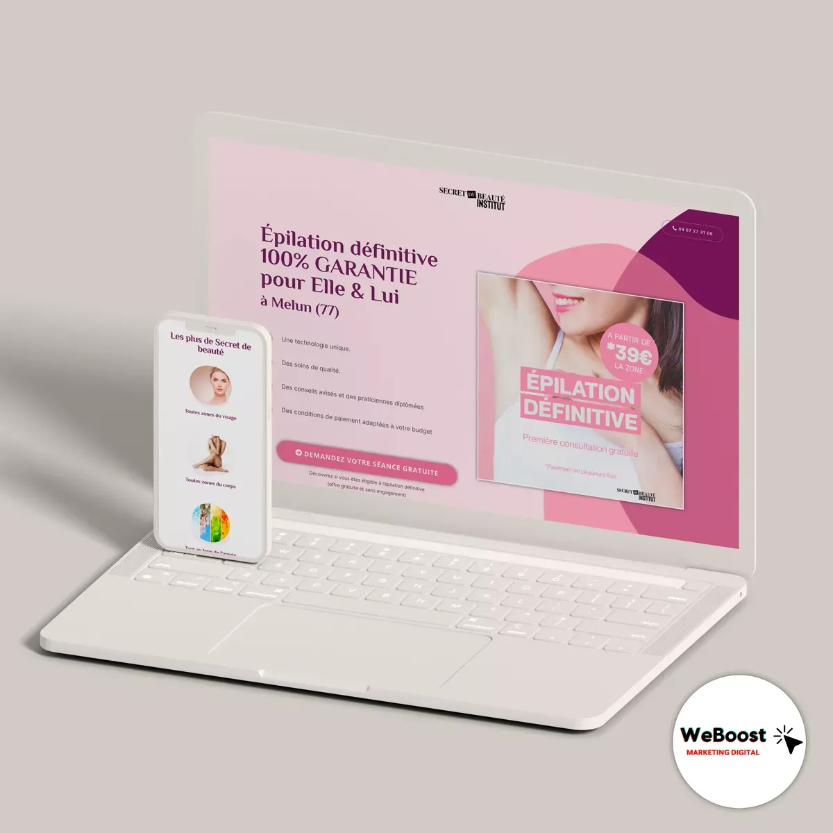 Aperçu du site réalisé pour Secret de Beauté